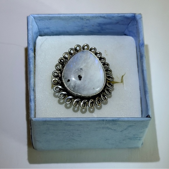 New 925 Sterling Silver Blue Flash Moonstone Uncommon Artisan Uncommon Ring - Picture 7 of 17